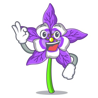 Tamam columbine çiçek karakter karikatür