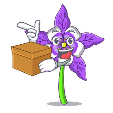 Kutusu columbine çiçek karakter karikatür ile