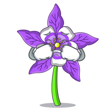 Ağlayan columbine çiçek maskot çizgi film