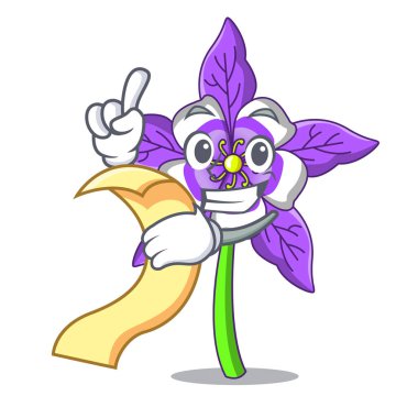 Menü columbine çiçek maskot karikatür ile