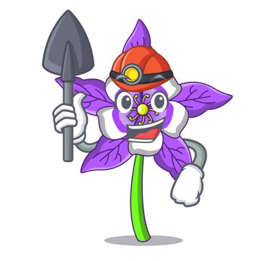 Madenci columbine çiçek maskot çizgi film