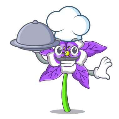 Şef gıda columbine ile çiçek maskot çizgi film