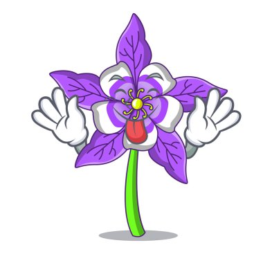 Columbine çiçek maskot karikatür dil