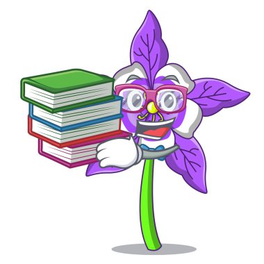 Öğrenci kitap columbine ile çiçek maskot çizgi film