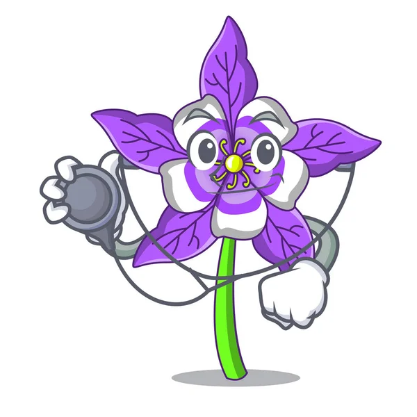 Docteur Columbine fleur personnage dessin animé — Image vectorielle