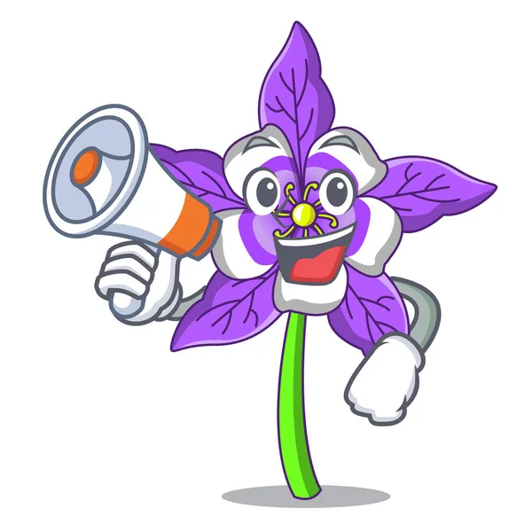 Megafon columbine çiçek karakter karikatür ile