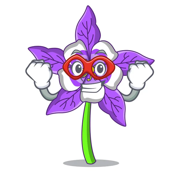 Superheld Kolumbine Blume Charakter Cartoon — Stockvektor