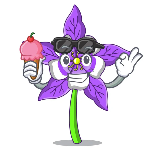Dondurma columbine çiçek karakter karikatür ile
