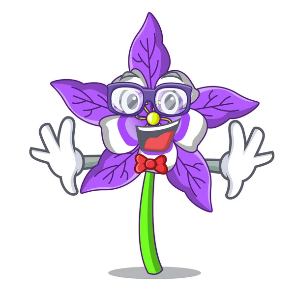 Geek Columbine Fleur Personnage Dessin Animé Vecteur Illustration — Image vectorielle