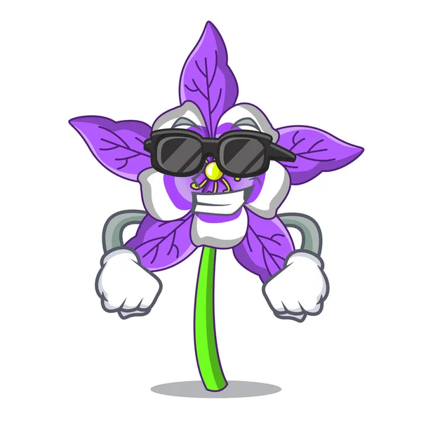 Super cool Columbine fleur personnage dessin animé — Image vectorielle