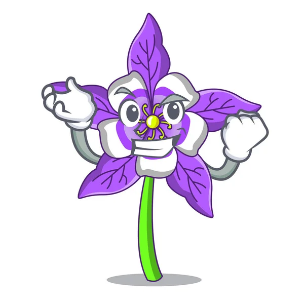 Erfolgreiche Kolumbine Blume Charakter Cartoon — Stockvektor