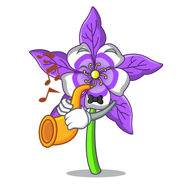 Trompet columbine çiçek maskot karikatür ile