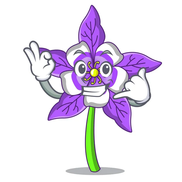 Llámame columbina mascota mascota de la flor de dibujos animados — Vector de stock