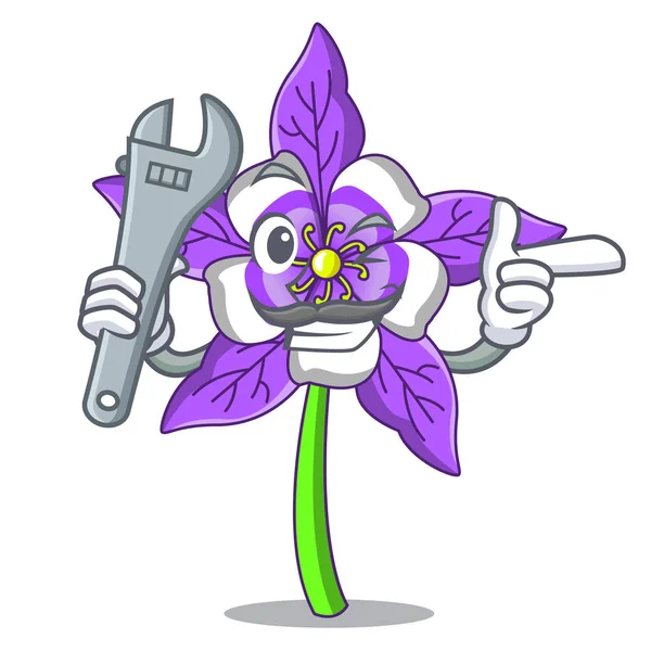 Mekanik columbine çiçek maskot çizgi film