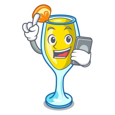 Telefon Mimoza karakter karikatür tarzı vektör çizim ile