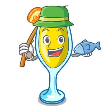 Mimoza maskot karikatür tarzı Balık tutma
