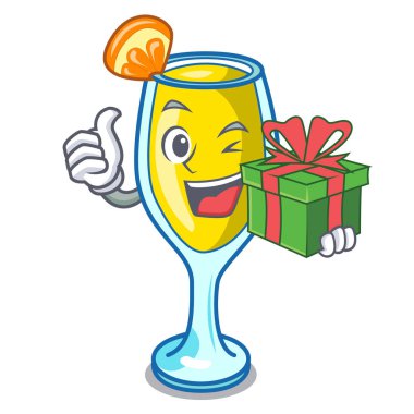 Hediye Mimoza maskot karikatür tarzı ile