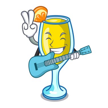 Gitar Mimoza maskot karikatür tarzı ile