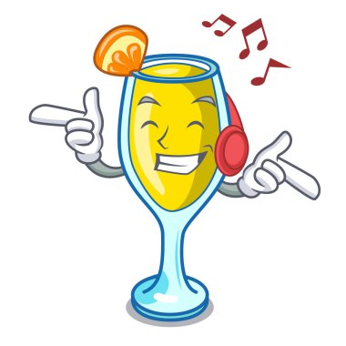 Dinleme müzik Mimoza maskot karikatür tarzı