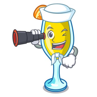 Denizci dürbün Mimoza maskot karikatür tarzı ile