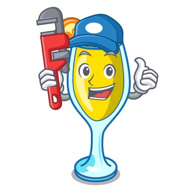 Tesisatçı Mimoza maskot karikatür tarzı