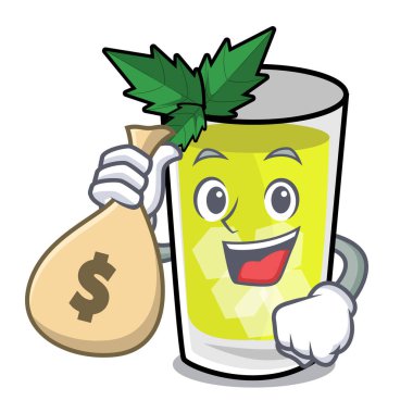 Para çantası sakinleşmek karakter karikatür ile