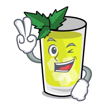 Sakinleşmek karakter karikatür iki parmak