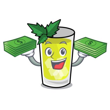 Para çantası sakinleşmek maskot karikatür ile