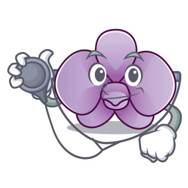 Doktor orkide çiçek karakter karikatür