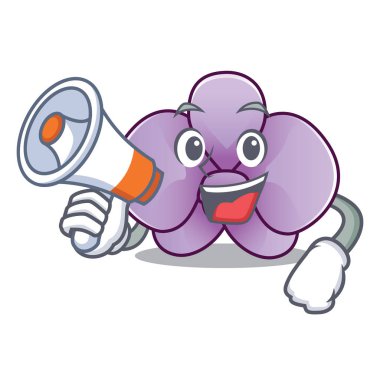 Megafon orkide çiçek karakter karikatür ile