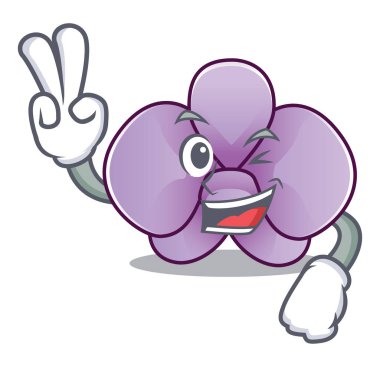 İki parmak orkide çiçek karakter karikatür