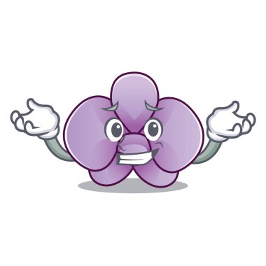 Orkide çiçek karakter karikatür sırıtarak