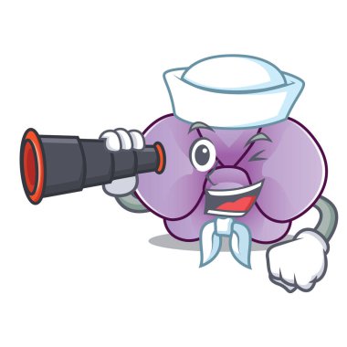 Denizci dürbün orkide çiçek maskot karikatür ile