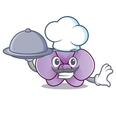 Şef gıda orkide çiçek maskot karikatür ile