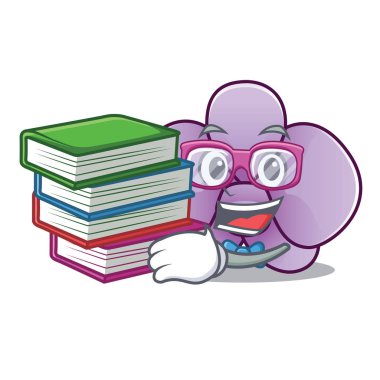 Öğrenci kitap orkide çiçek maskot karikatür ile