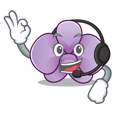 Kulaklık orkide çiçek maskot karikatür ile