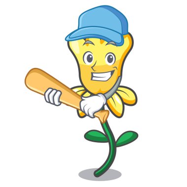 İskambil beyzbol nergis çiçek karakter karikatür