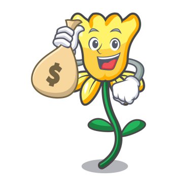 Para çantası nergis çiçek karakter karikatür ile