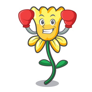 Boks nergis çiçek karakter karikatür