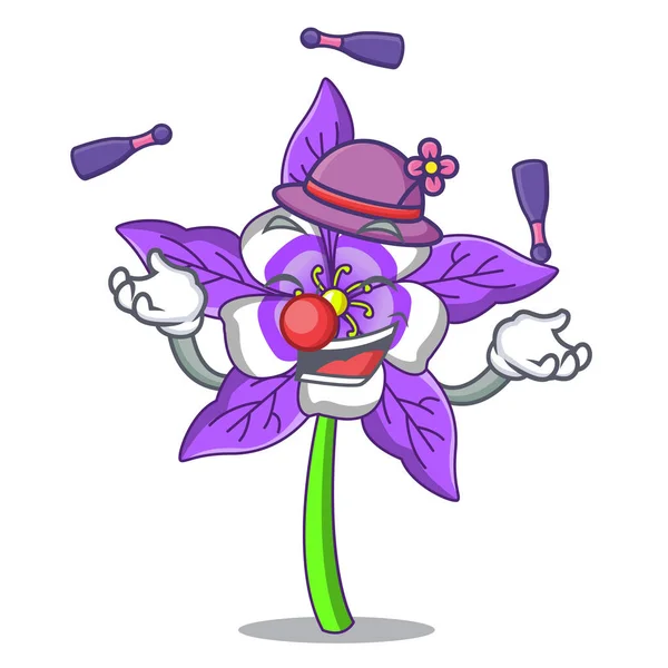 Columbine çiçek maskot karikatür hokkabazlık