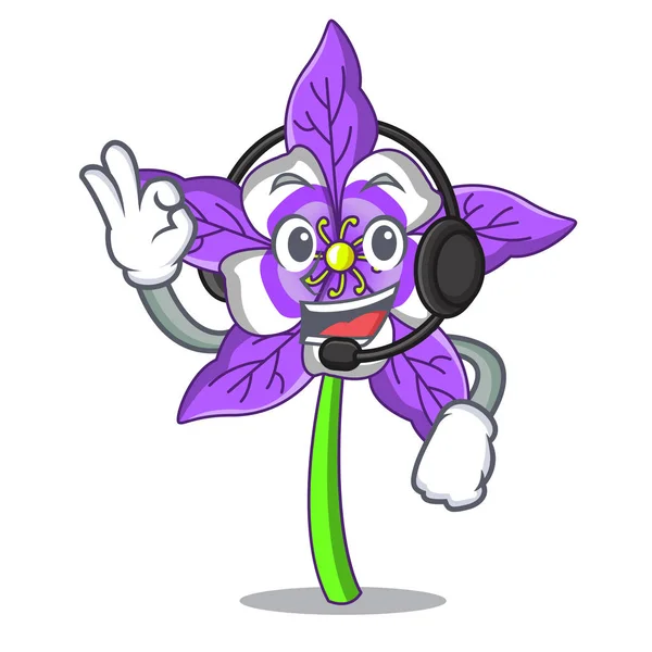 Kulaklık columbine çiçek maskot karikatür ile