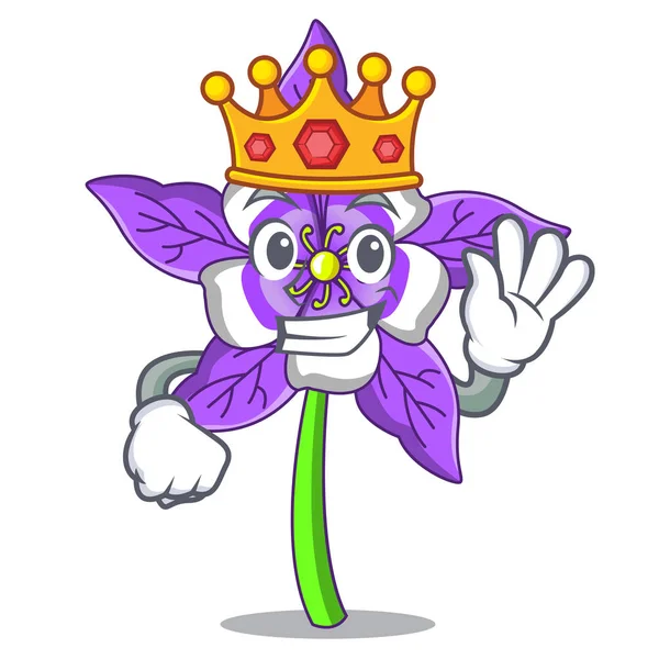 Mascotte de roi Columbine fleur dessin animé — Image vectorielle
