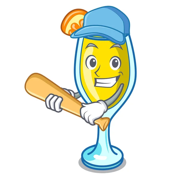 Jouer au baseball style personnage mimosa dessin animé — Image vectorielle