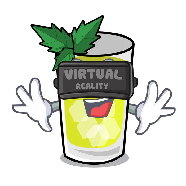 Virtuele realiteit mint julep mascotte cartoon — Stockvector