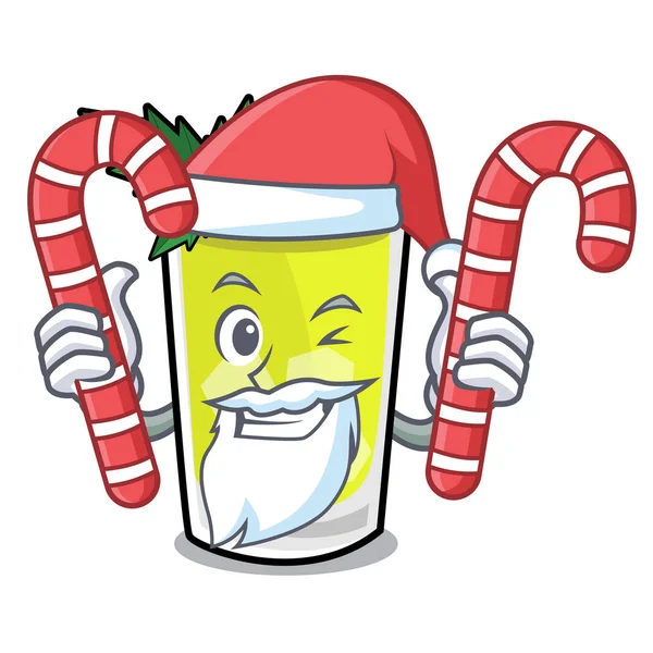 Santa with candy mint julep mascot cartoon — Stock Vector