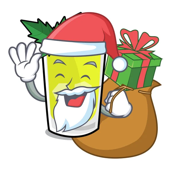 Santa con regalo de menta julep mascota de dibujos animados — Vector de stock