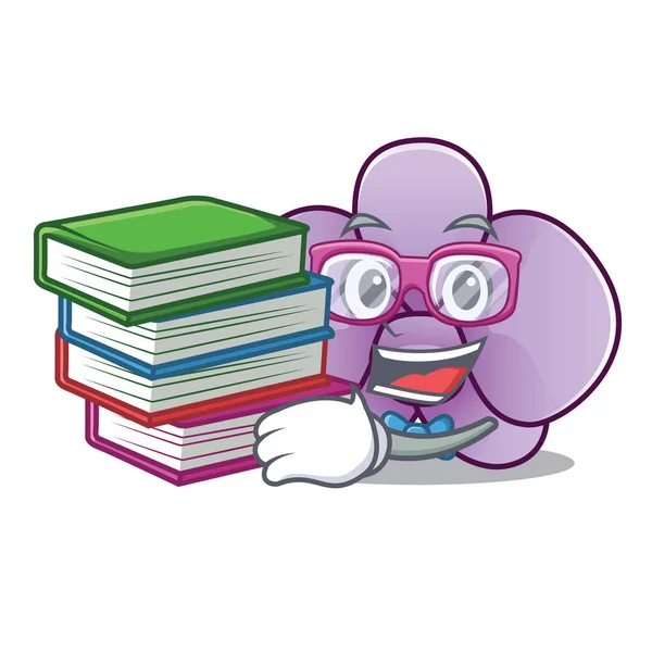 Öğrenci kitap orkide çiçek maskot karikatür ile