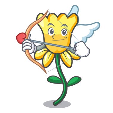 Aşk tanrısı nergis çiçek karakter karikatür