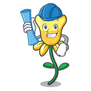 Mimar nergis çiçek karakter karikatür