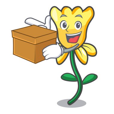 Kutusu nergis çiçek karakter karikatür ile